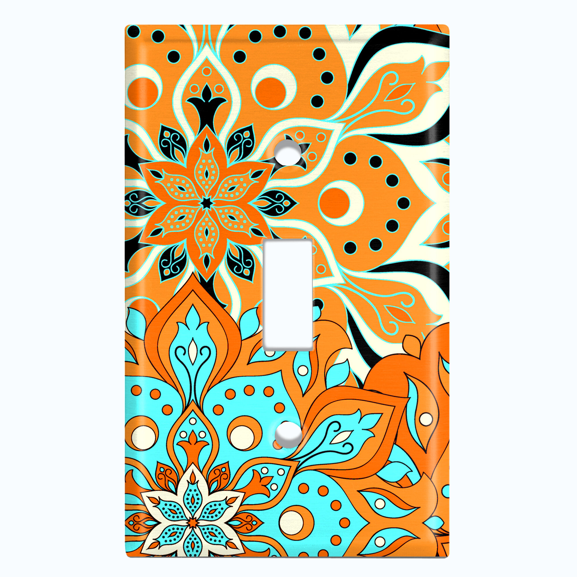 WorldAcc Orange Blue Elegant Mandala Black Tile Toggle Light Switch ...