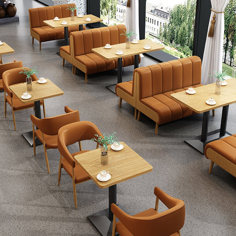 Modern Simple Cafe Dessert Shop Restaurant Bench Faux Leather Upholstered Bench, Brown