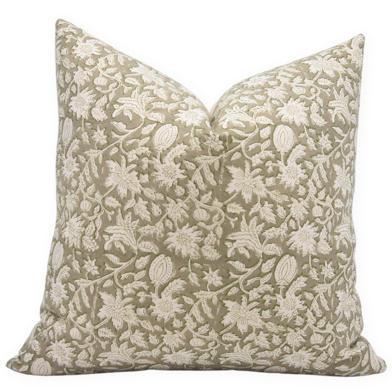 Housse de coussin en coton imprimé à la main Fabikine, Carré, 18 po x 18 po