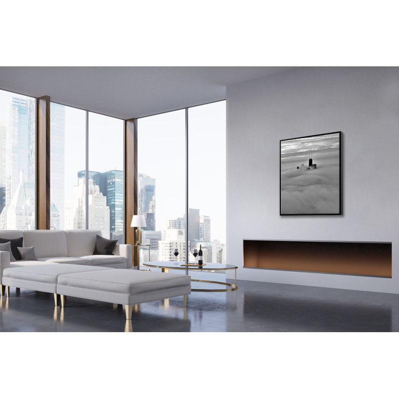 Reproduction de photo sur toile, "Chicago through the Fog" par Pilot Mike-Floater frame, H 14 po x l 11 po x P 2 po