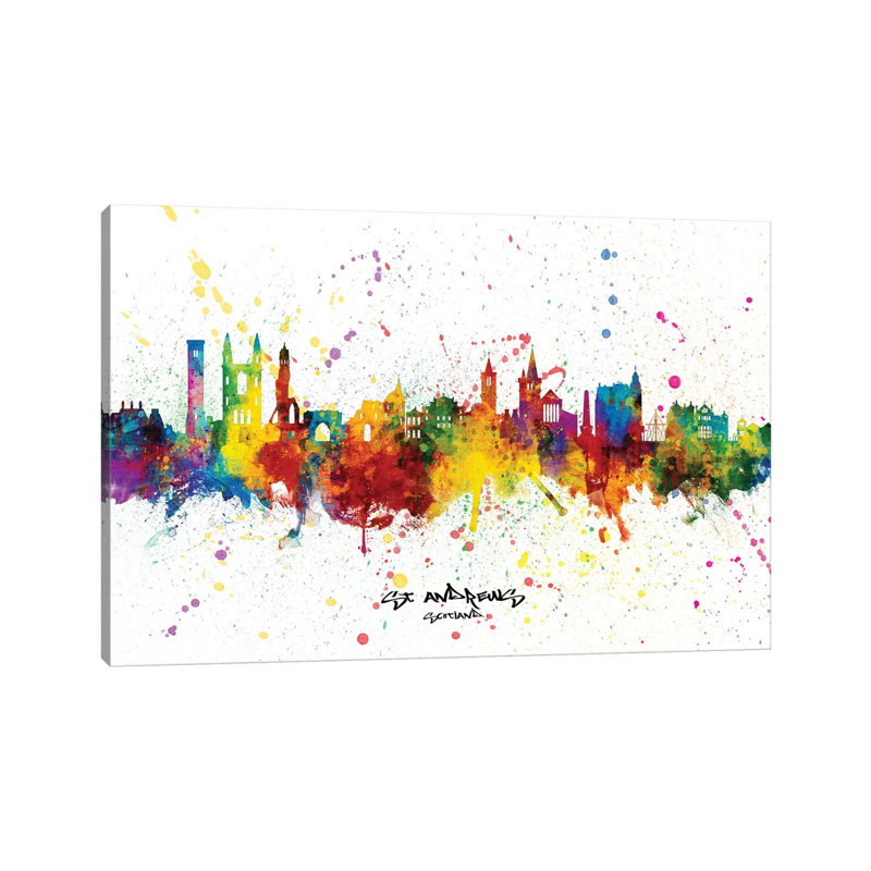 St Andrews Scotland Skyline Splash by Michael Tompsett - Wrapped Canvas Print, 20.32 cm H x 30.48 cm W