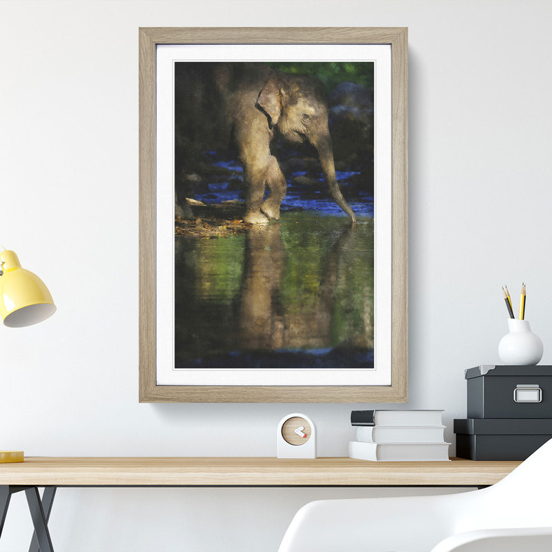 Elephant Vol.4 - Picture Frame Graphic Art, Oak Framed, 36cm H x 27cm W x 2cm D