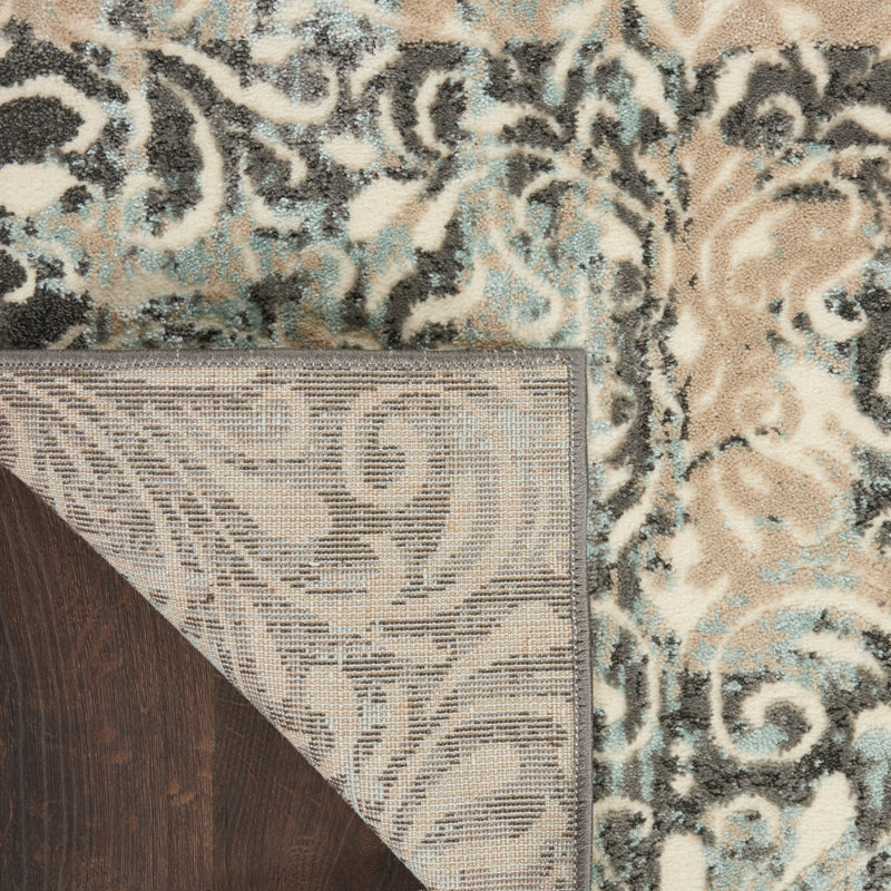 Springmont Polyester Gray/Charcoal Area Rug, Rectangle 4" x 6"