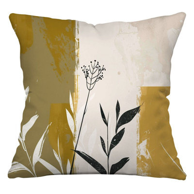 Coussin décoratif réversible en mélange de coton Leaf Outline