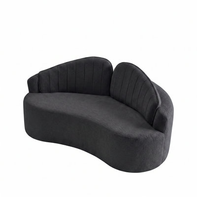 Curved Compressed Sag-Resistant Sofa with Removable Backrest, Easy Assembly, Retro Style, Ideal for Small Spaces & Apartments