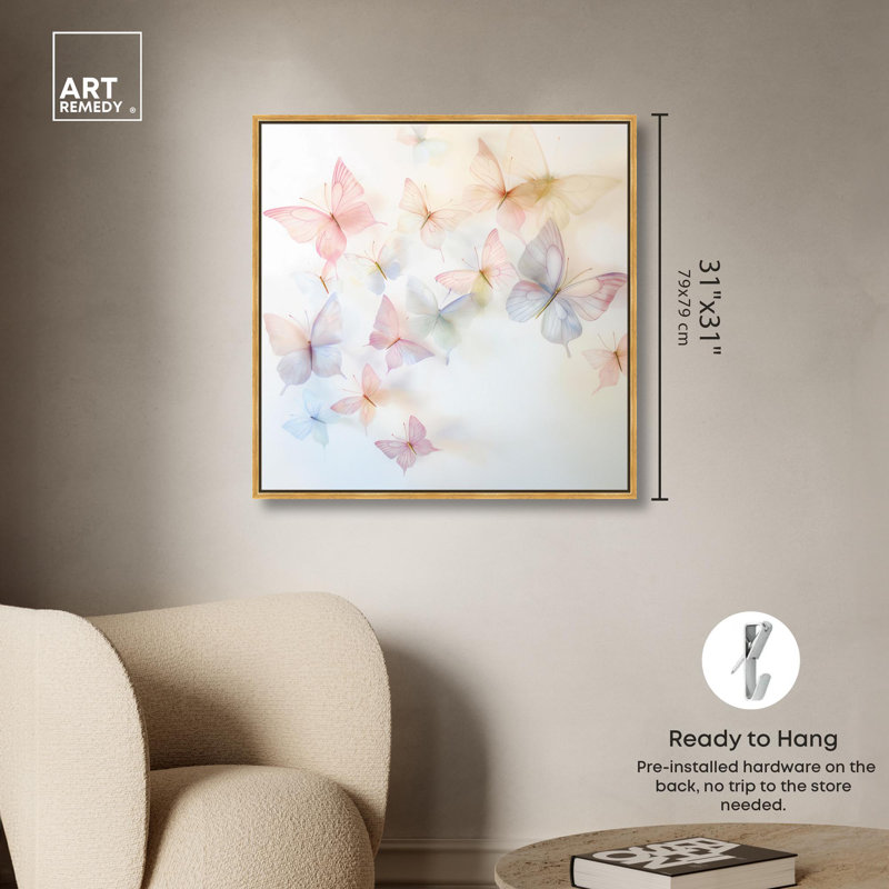Art sur toile «Gossamer» par Art Remedy, Cadre flottant doré, H 31 po x l 31 po x P 1,8 po