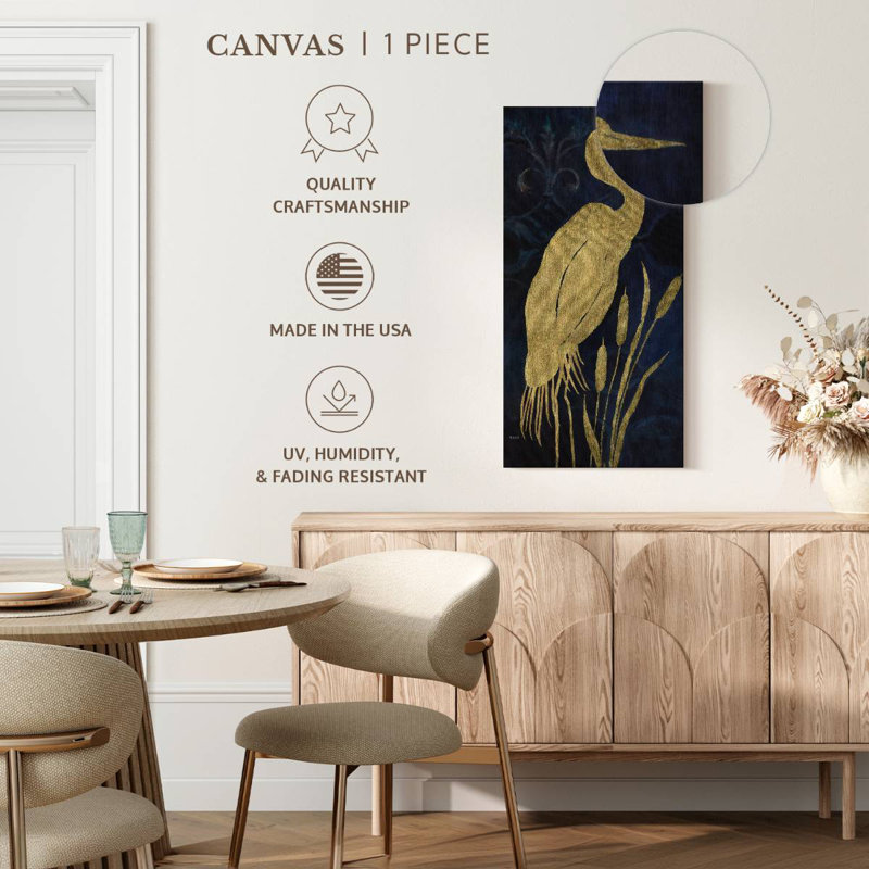 Aigrette sur indigo I, H 24 po x l 12 po