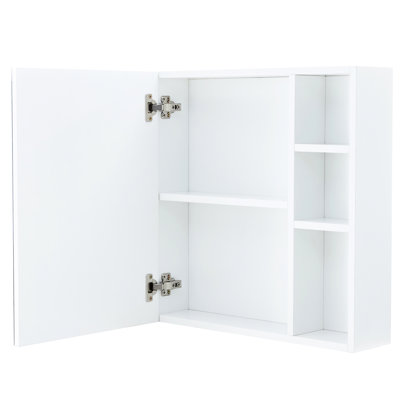 White Mirror Cabinet For Bathroom, 0.12 - Inch Mirror, Space Saving Wall Mounted Option Cabinet, Thick Surface, Storage Toiletries And Towels In Bedroom