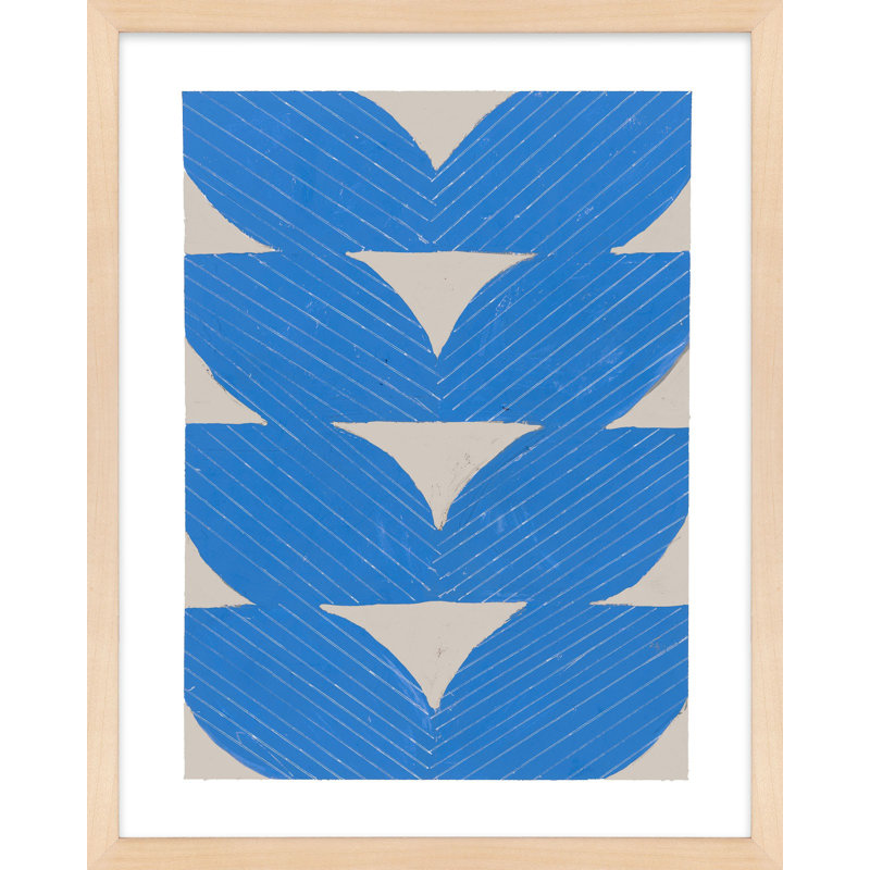 «Blue Chevron» par Andrea Stokes - art mural encadré, Brun, H 30 po x l 24 po