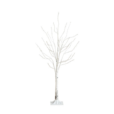 4ft. Pre-Lit Artificial White Birch Tree with 240 Color Changing LED Lights
