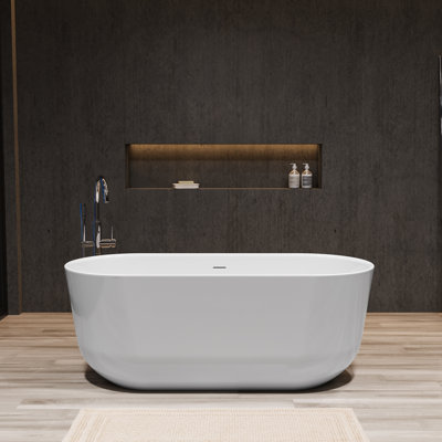 59" X 28" Freestanding Soaking Acrylic Bathtub