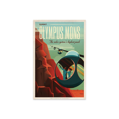 Olympus Mons, voyage dans l'espace, affiche sur verre acrylique