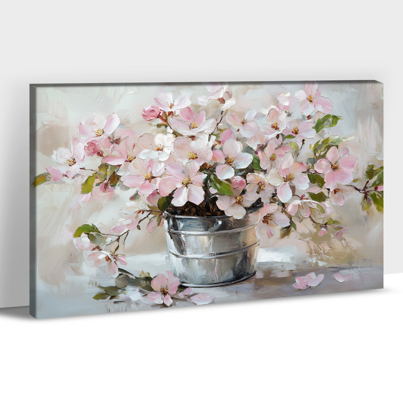  Spring Blossom Flower Canvas Wall Art - Delicate Floral Painting for Any Room, Wildflower Nature Wall Decor, Framed Gallery Print Artwork, 24×36 inches