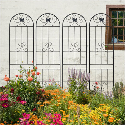 Paquet de 4 treillis de jardin en métal 71 po x 19,7 po antirouille pour plantes grimpantes