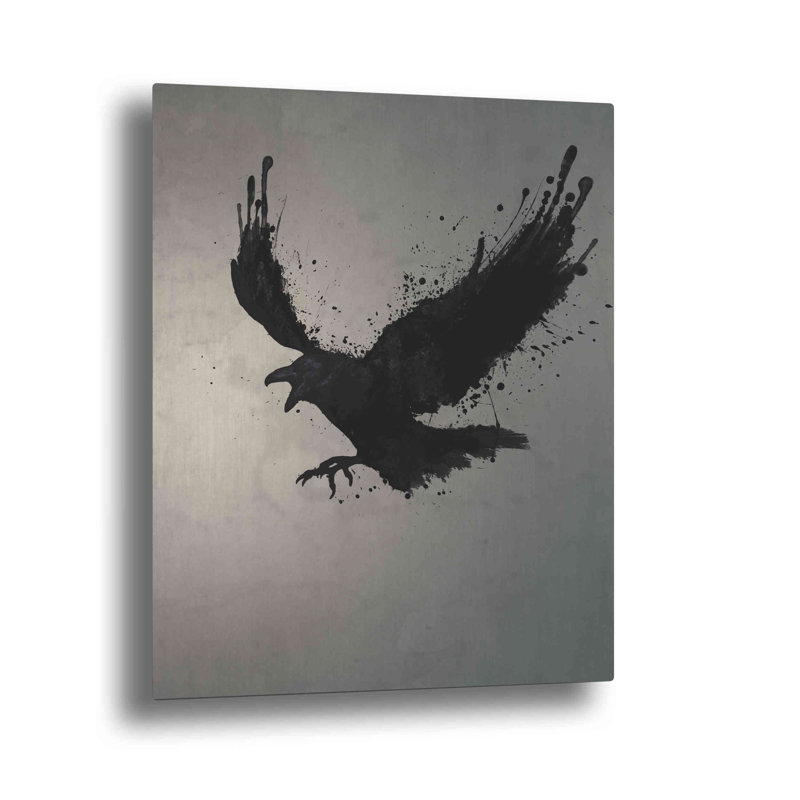 «Raven» par Nicklas Gustafsson, sur aluminium brossé, H 24 po x l 16 po