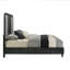 Lit très grand Sevy, tissu capitonné gris, bois noir onyx-122772591