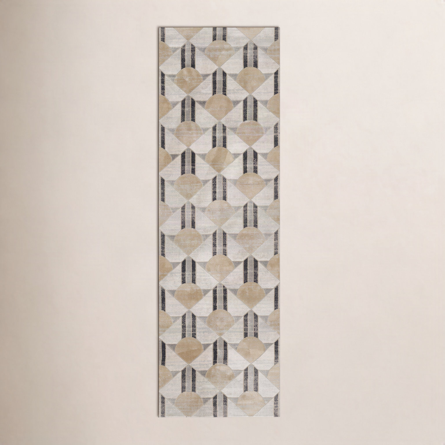 Solage Charcoal Geometric Rug, Runner 2'2'' x 7'7''