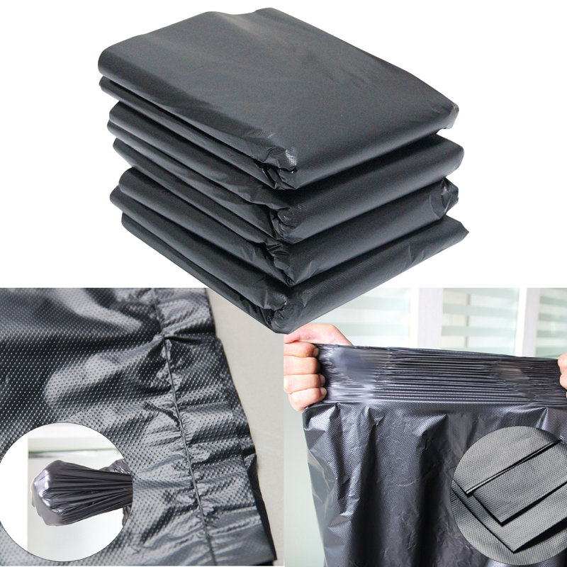 Trash Bags, 50 Count Garbage Bag Black Large Size Large Capacity Thick Plastic Single Time Trash Bag