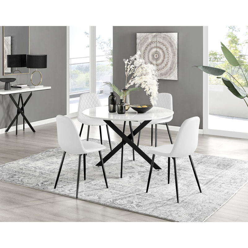 Ensemble repas pour quatre personnes, Blanc / noir
