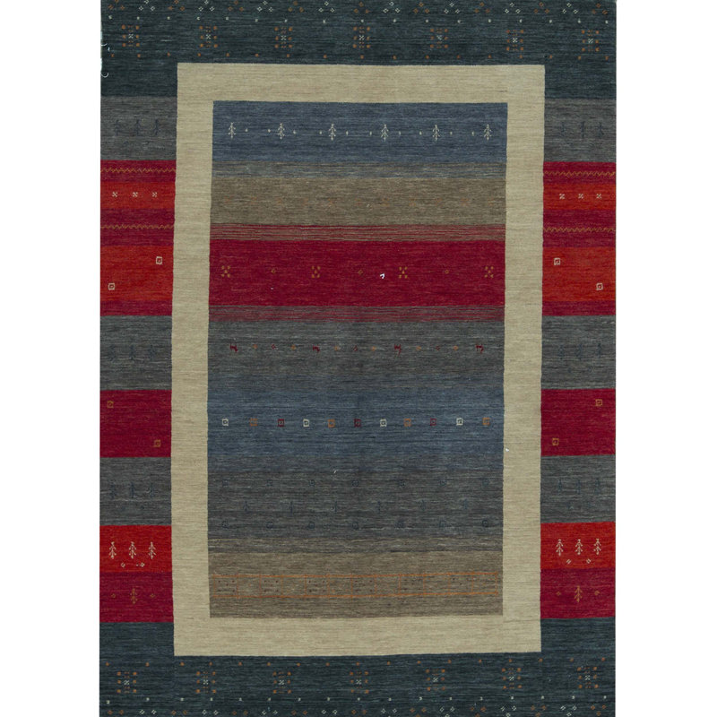 Tapis multicolore et noir noué à la main de haute qualité