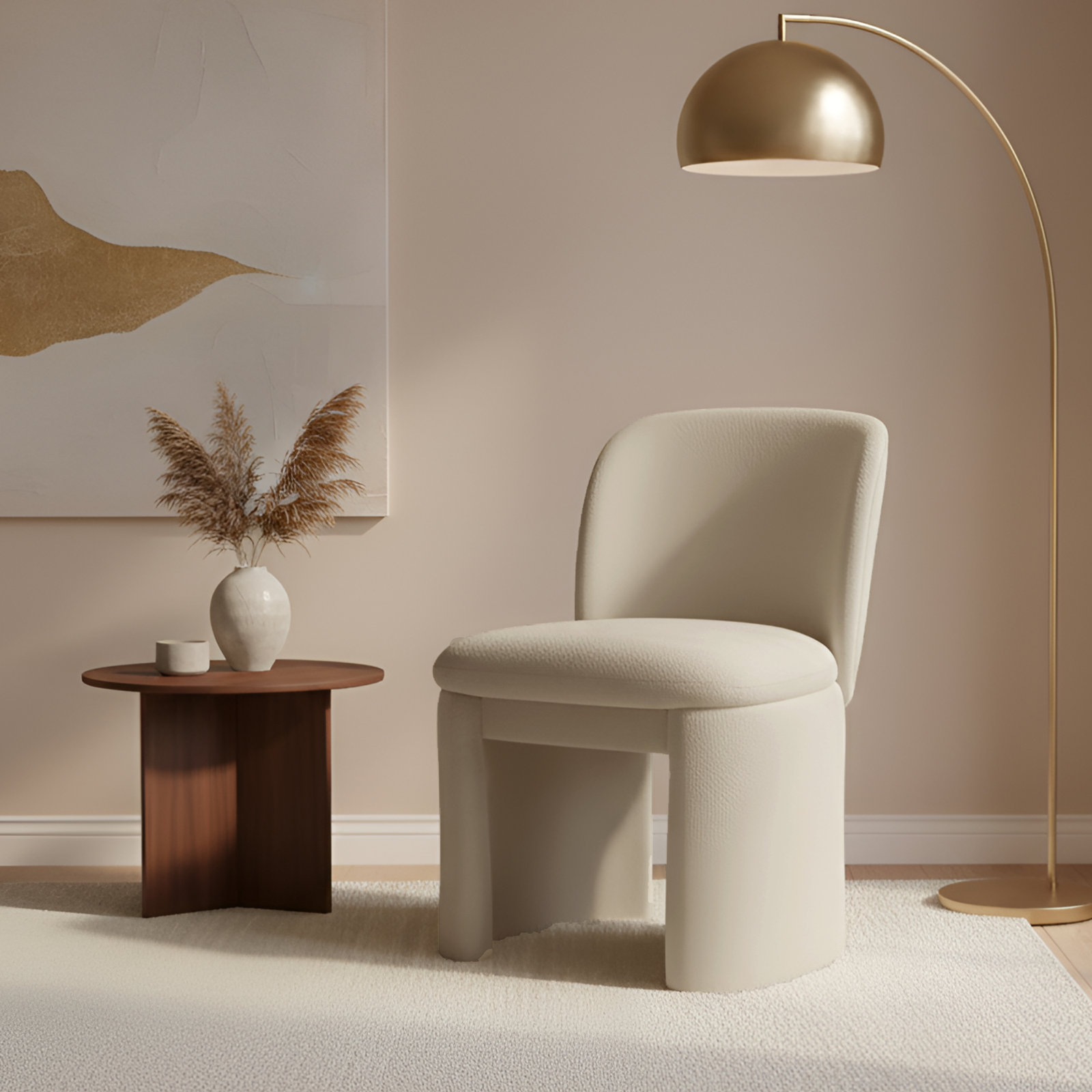 Mino Upholstered Dining Chair, Beige