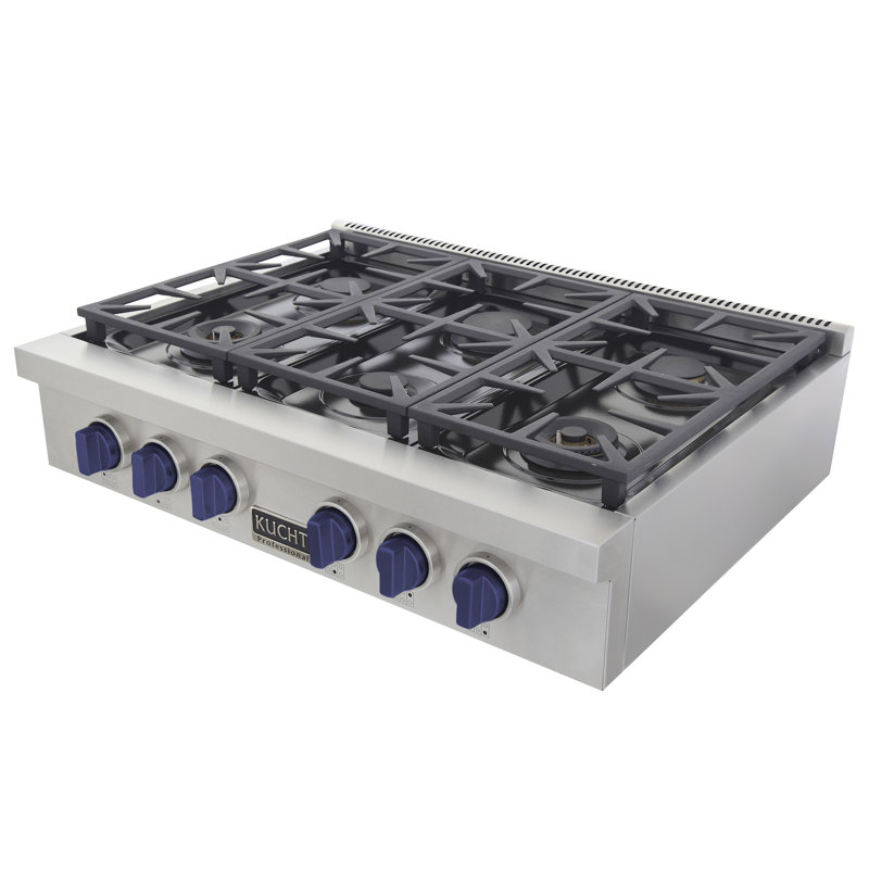36" 6 Burner Cooktop, Royal Blue, Natural Gas