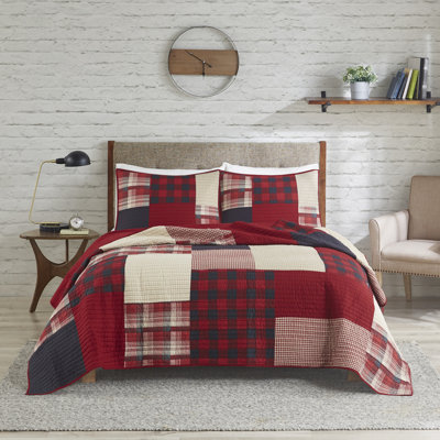 Woolrich Sunset Red Oversized Cotton 3-Piece King/Cal King Quilt Mini Set