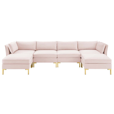 Canapé modulaire réversible en velours de coin avec repose-pieds 134 po Ardent