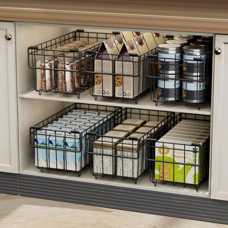 4/6Pcs Carbon Steel Storage Baskets Bins