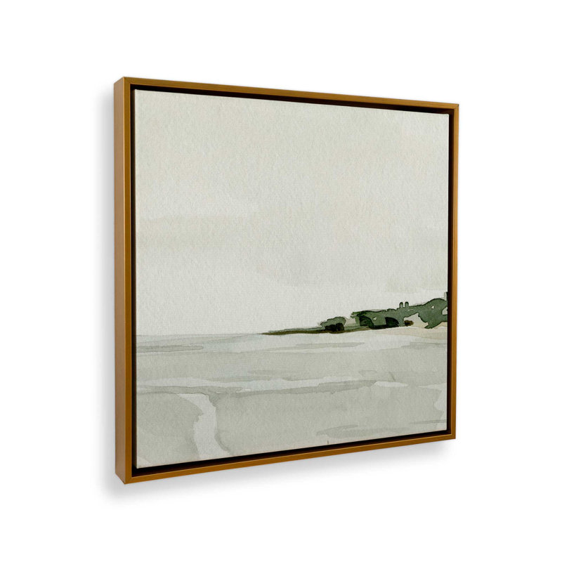 Minimalist coastal Elegance Rolled Canvas Print, 12.75" H x 12.75" W x 1.75" D, Polished Gold