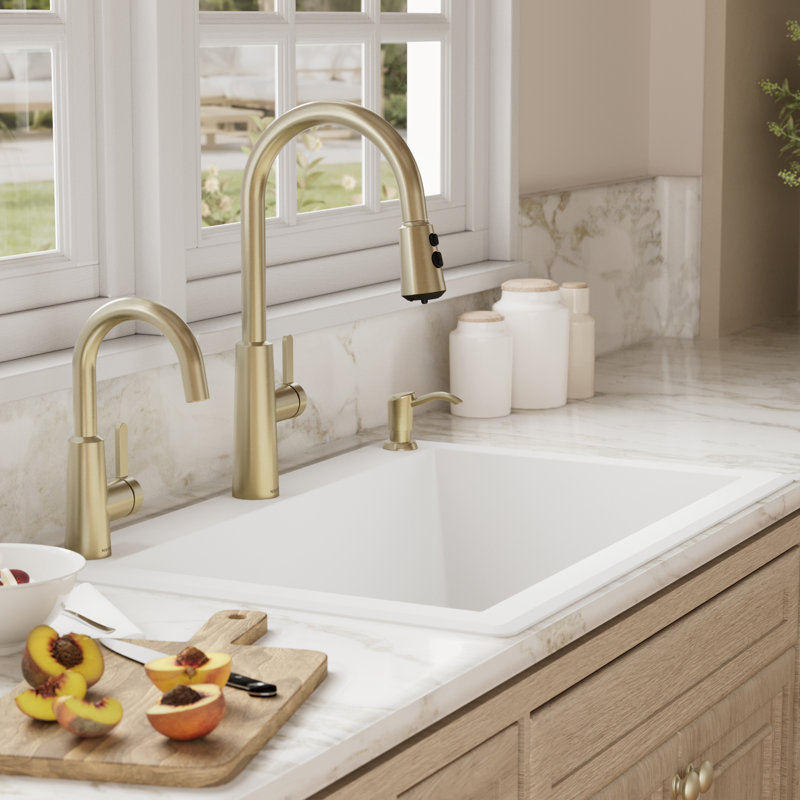 Karran Drop-in Quartz Composite 33'' X 22'' 1-Hole Single Bowl Kitchen Sink, White