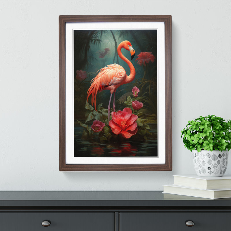 Single Picture Frame Print on Wood, Walnut Framed, 46cm H x 34cm W