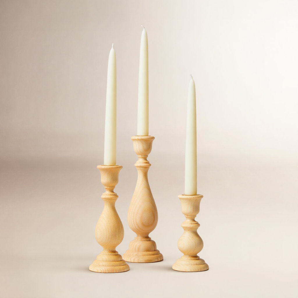 Essex Candlestick, Medium: 7.5" X 2.75", Natural