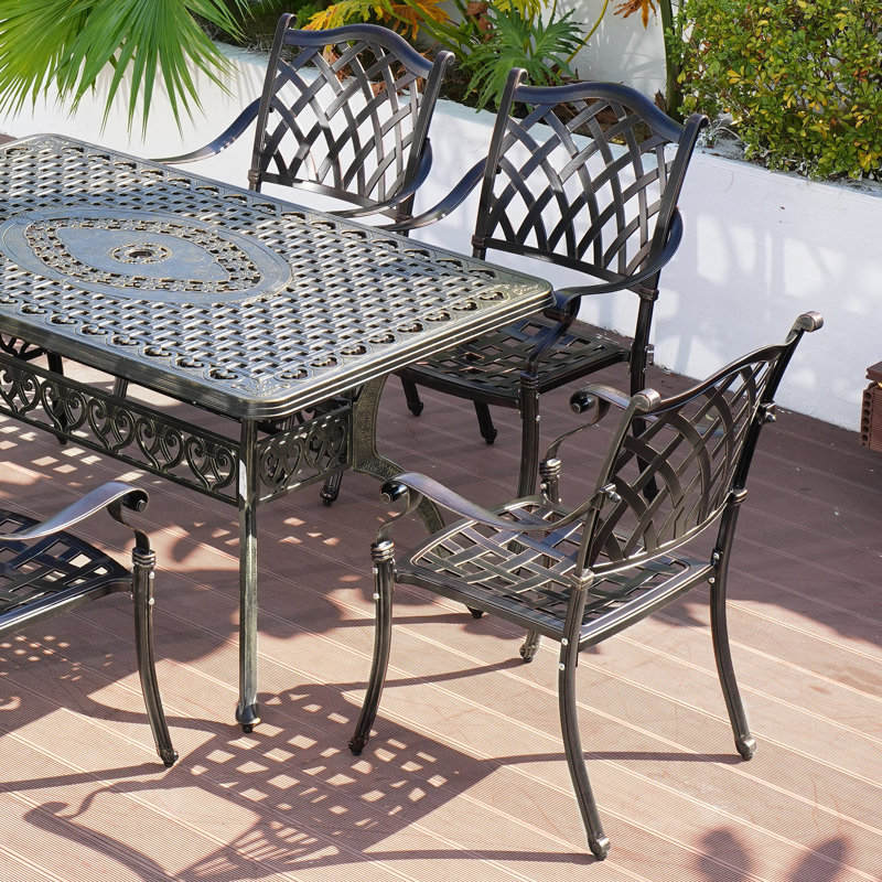 Fauteuil de salle à manger d'extérieur en fonte d'aluminium, Brun