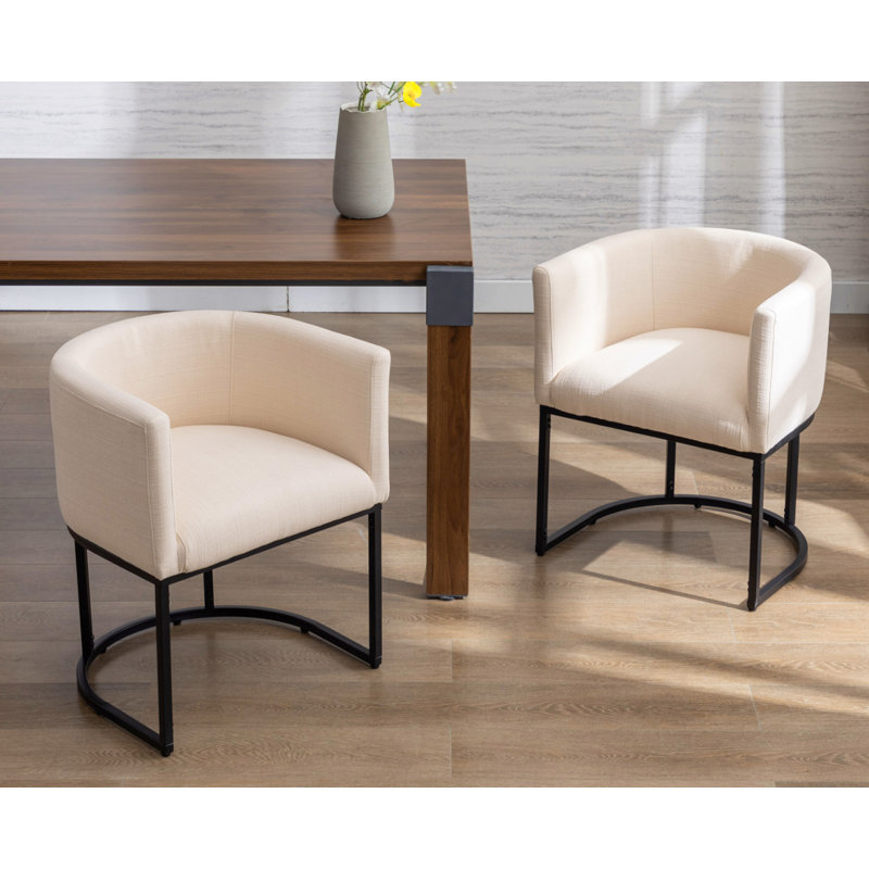 Kaydance Upholstered Dining Chairs Modern Arm Chairs, Beige, Black