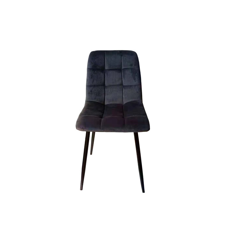 Velvet Upholstered Kitchen Dining Chair With Strong Black Metal Legs Living Room Bedroom Chair, Black, 6