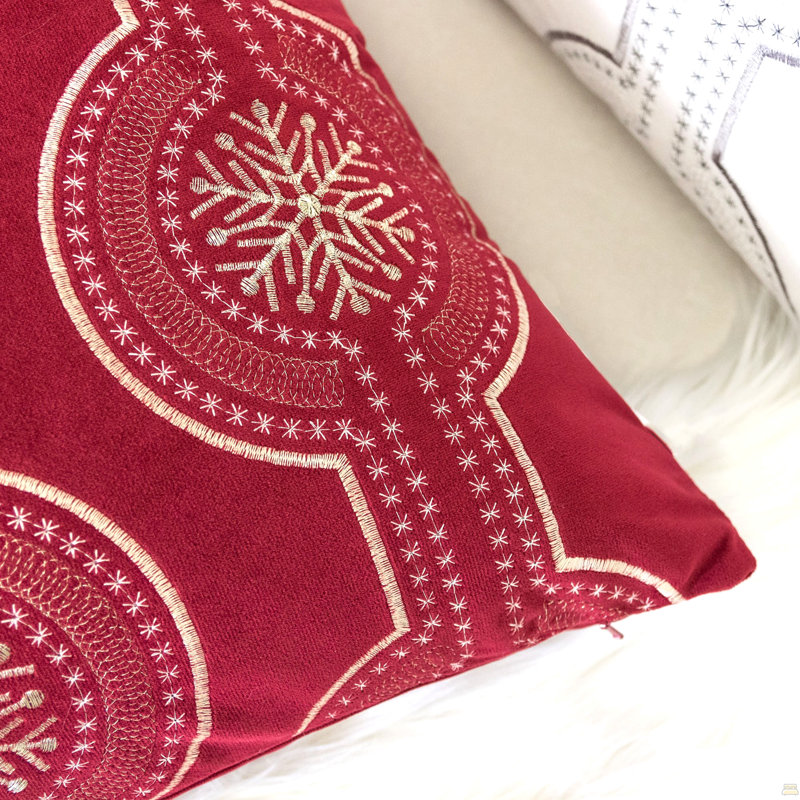 Ensemble de 2 coussins décoratifs en velours 20 x 20, Ensemble 2 pièces, Rouge