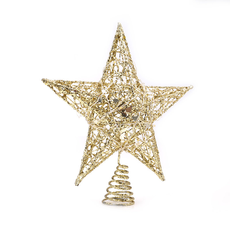 Ironwork glitter Christmas tree star topper, Gold