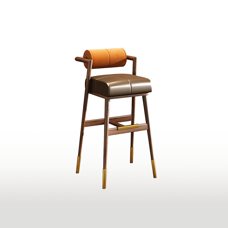 Tabouret de bar en bois massif rétro, Tabouret de comptoir (assise à une hauteur de 25,