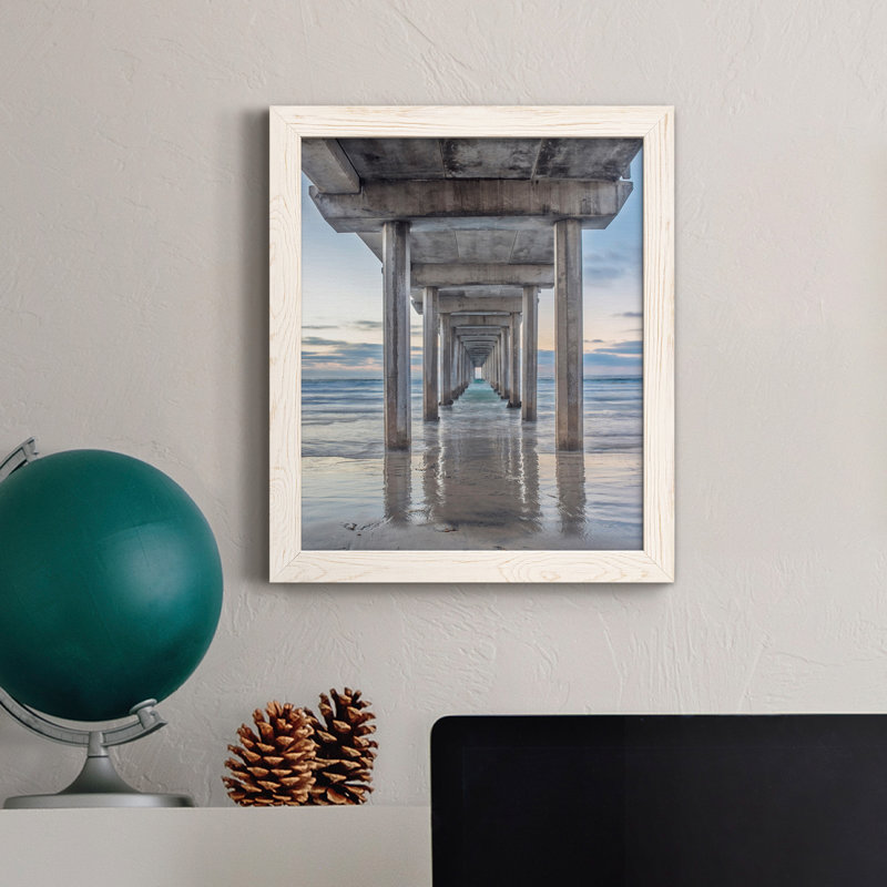 Scripps Pier - Peinture sur toile encadrée, Cadre blanc