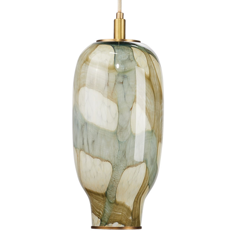 Helen Pendant In Pale Blue Glass, 15.5"H x 6.75"W x 6.75”D