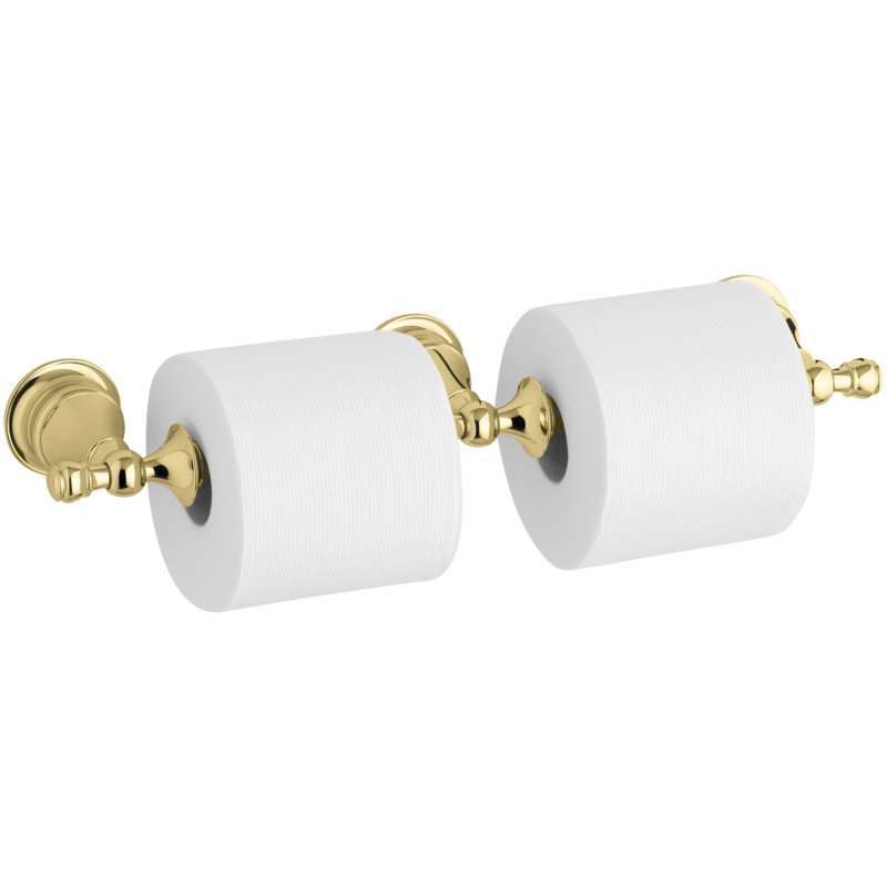 Porte-papier hygiénique double Revival, Laiton poli éclatant