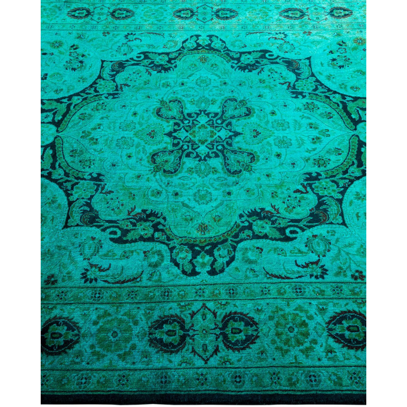 Tapis bleu noué à la main de conception unique Holsworth - bleu