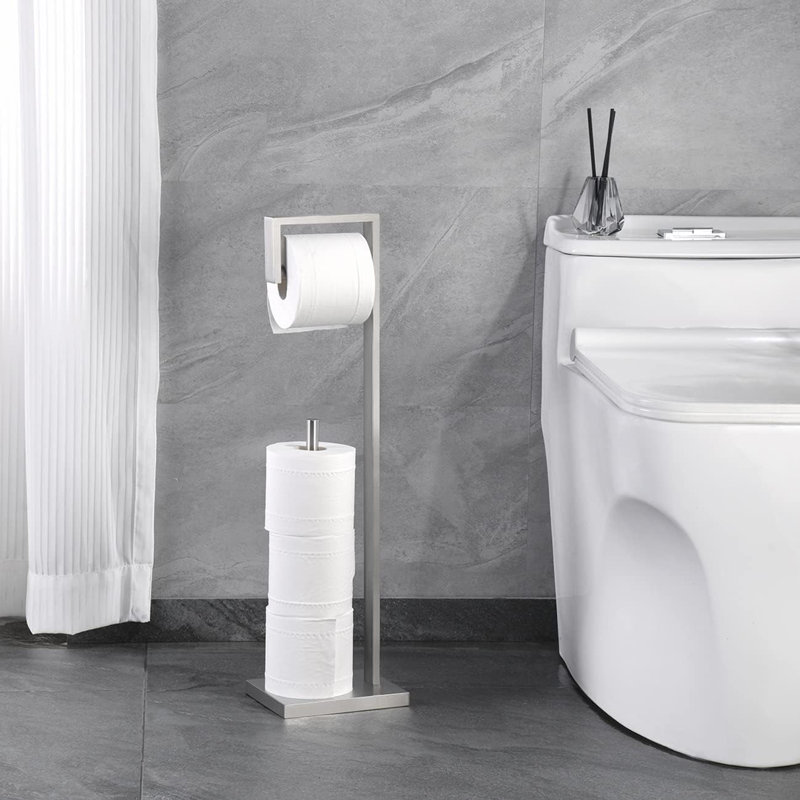 Porte-papier hygiénique sur pied, Brushed Steel