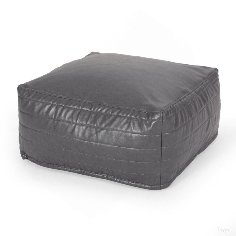 Repose-pieds rectangulaire en similicuir Bambo, gris
