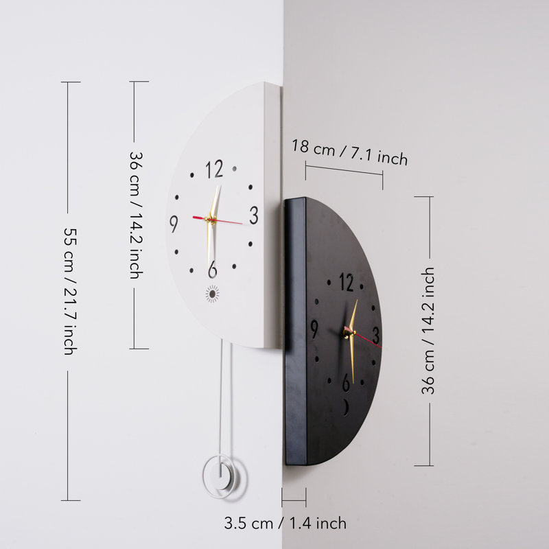Crescent Backlit Corner Wall Clock