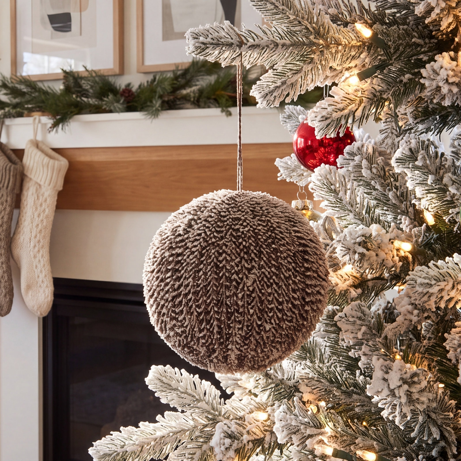 Striped Ball Ornament, 6.25" H x 6.25" W x 6.25" D
