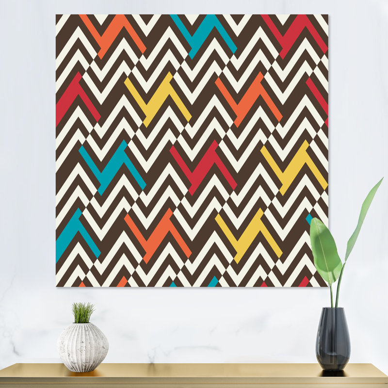 «Zigzag» en rouge et bleu - reproduction d'art sur toile, Toile tendue, H 36 po x l 36 po x P 1 po