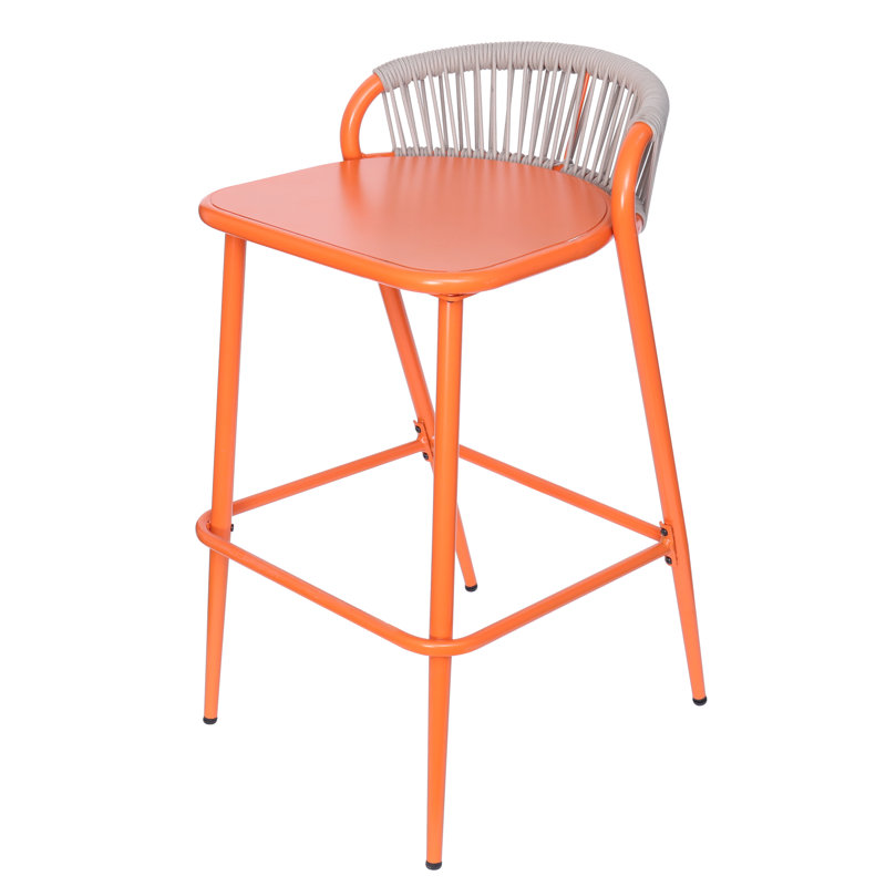 Tabouret de bar en osier et polyéthylène (PE) à hauteur de siège de 29,5 po Roger, Orange