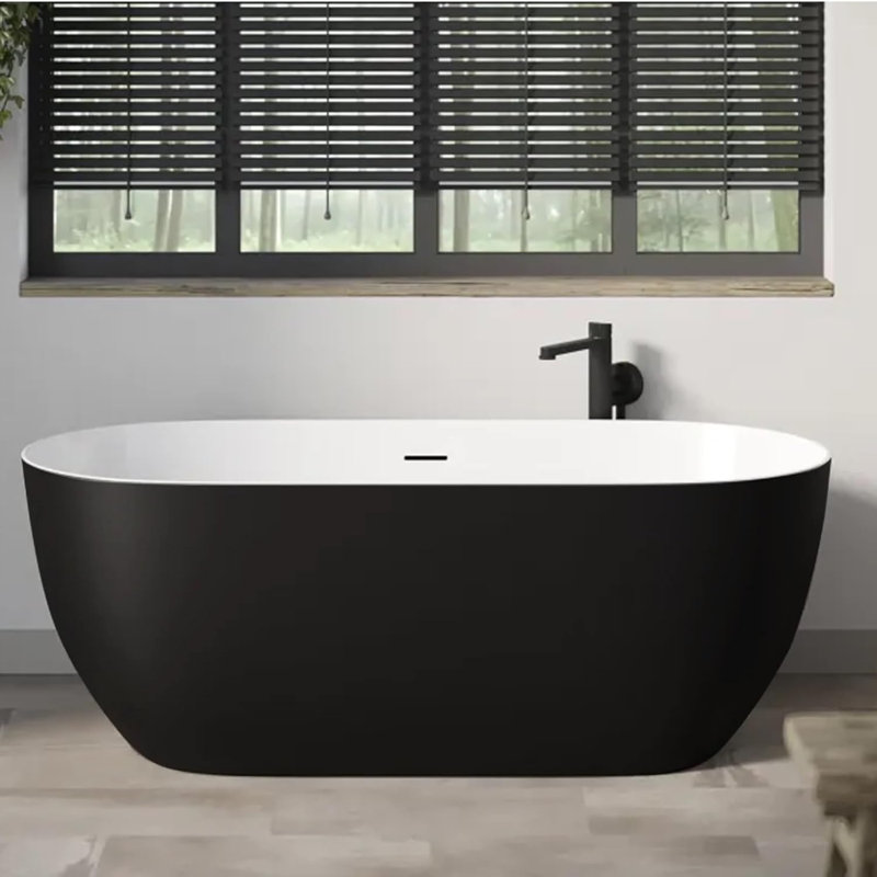 Baignoire de trempage autoportante en plastique / acrylique 66,92 "x 29,52", Noir, noir, noir, noir